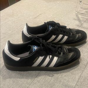 Adidas Samba Men's Black with White Stripes, 10.5 size